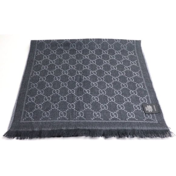 GUCCI Gucci GG Pattern Winter Scarf Muffler Stole Gray 133483 Unisex - Picture 3 of 7